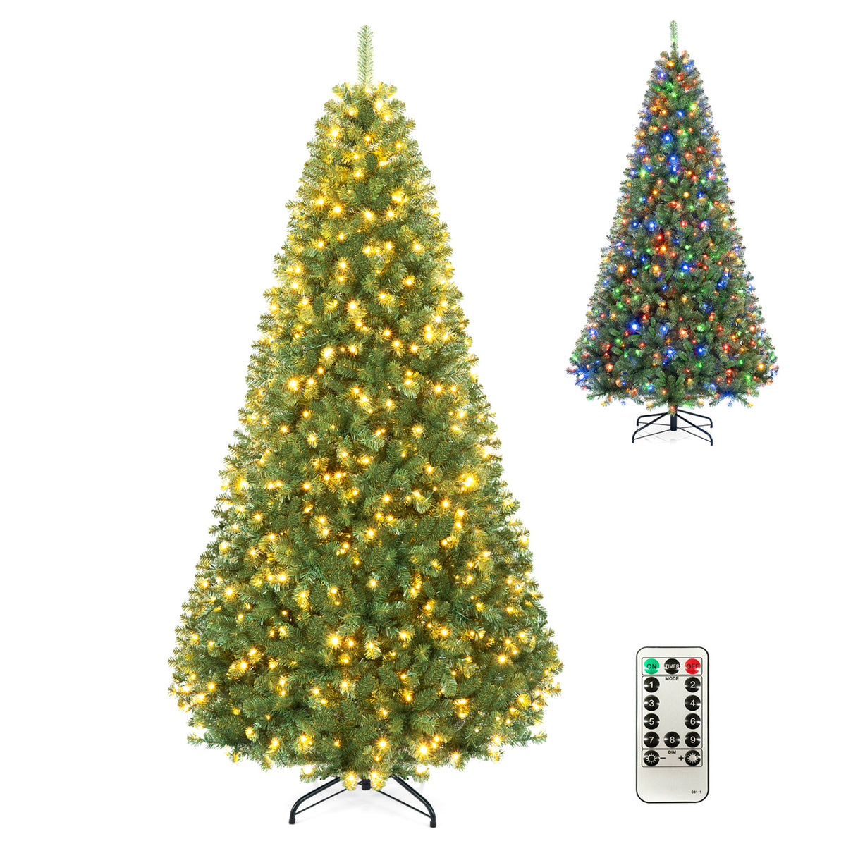 Pre-Lit Green Artificial Christmas Tree with Full Branch Tips-8 Feet