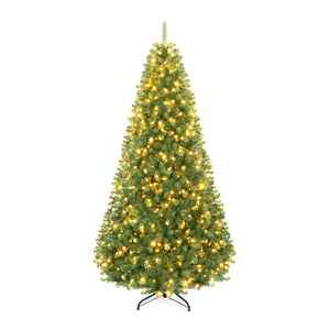 Pre-Lit Green Artificial Christmas Tree with Full Branch Tips-8 Feet