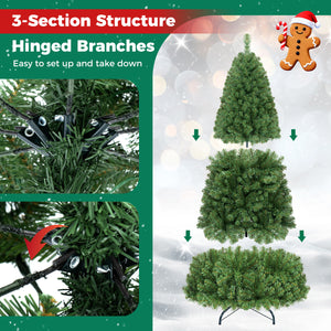 Pre-Lit Green Artificial Christmas Tree with Full Branch Tips-8 Feet