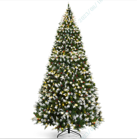 Pre-Lit Hinged Lifelike Lush Artificial Christmas Tree with PVC Tips-9 Feet