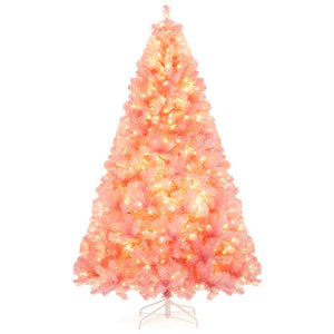 Pre-Lit Tinsel Christmas Tree Artificial Xmas Tree with Lush Branch Tips Holiday Decoration-M