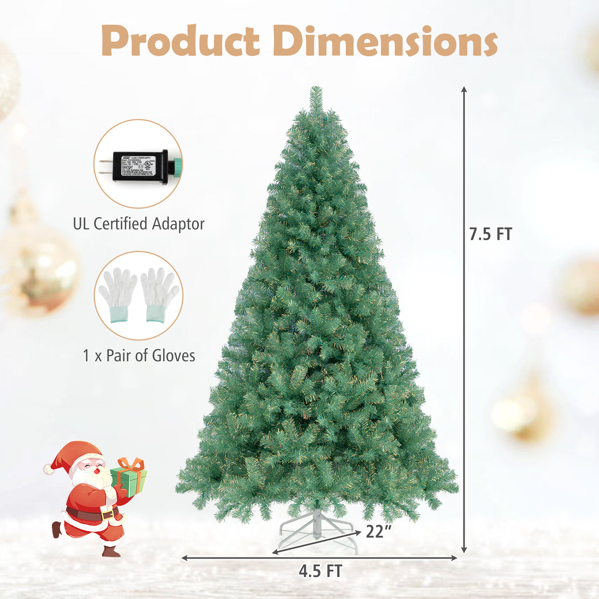 Pre-Lit Tinsel Christmas Tree Artificial Xmas Tree Home Office Party Seasonal Holiday Decoration-M