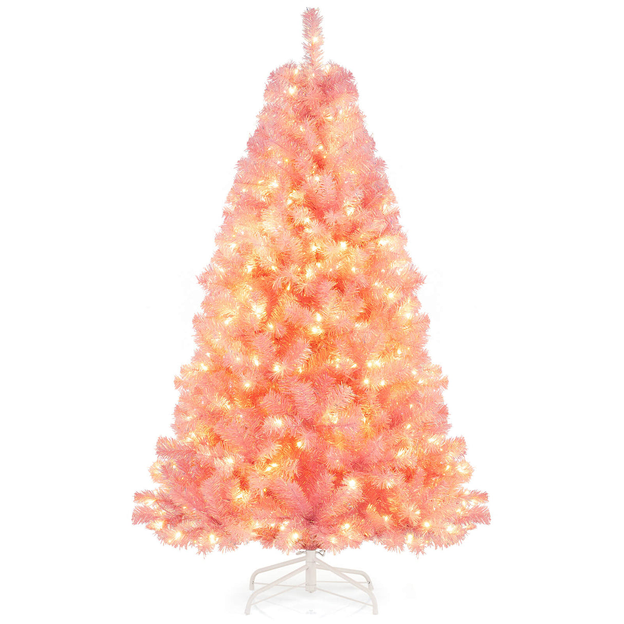 Pre-Lit Tinsel Christmas Tree Artificial Xmas Tree with Lush Branch Tips Holiday Decoration-6ft