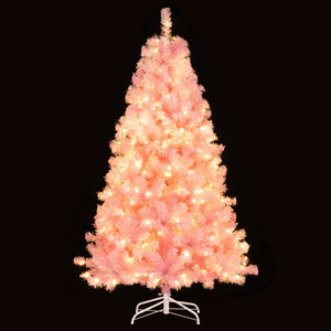 Pre-Lit Tinsel Christmas Tree Artificial Xmas Tree with Lush Branch Tips Holiday Decoration-6ft