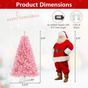 Pre-Lit Tinsel Christmas Tree Artificial Xmas Tree with Lush Branch Tips Holiday Decoration-6ft