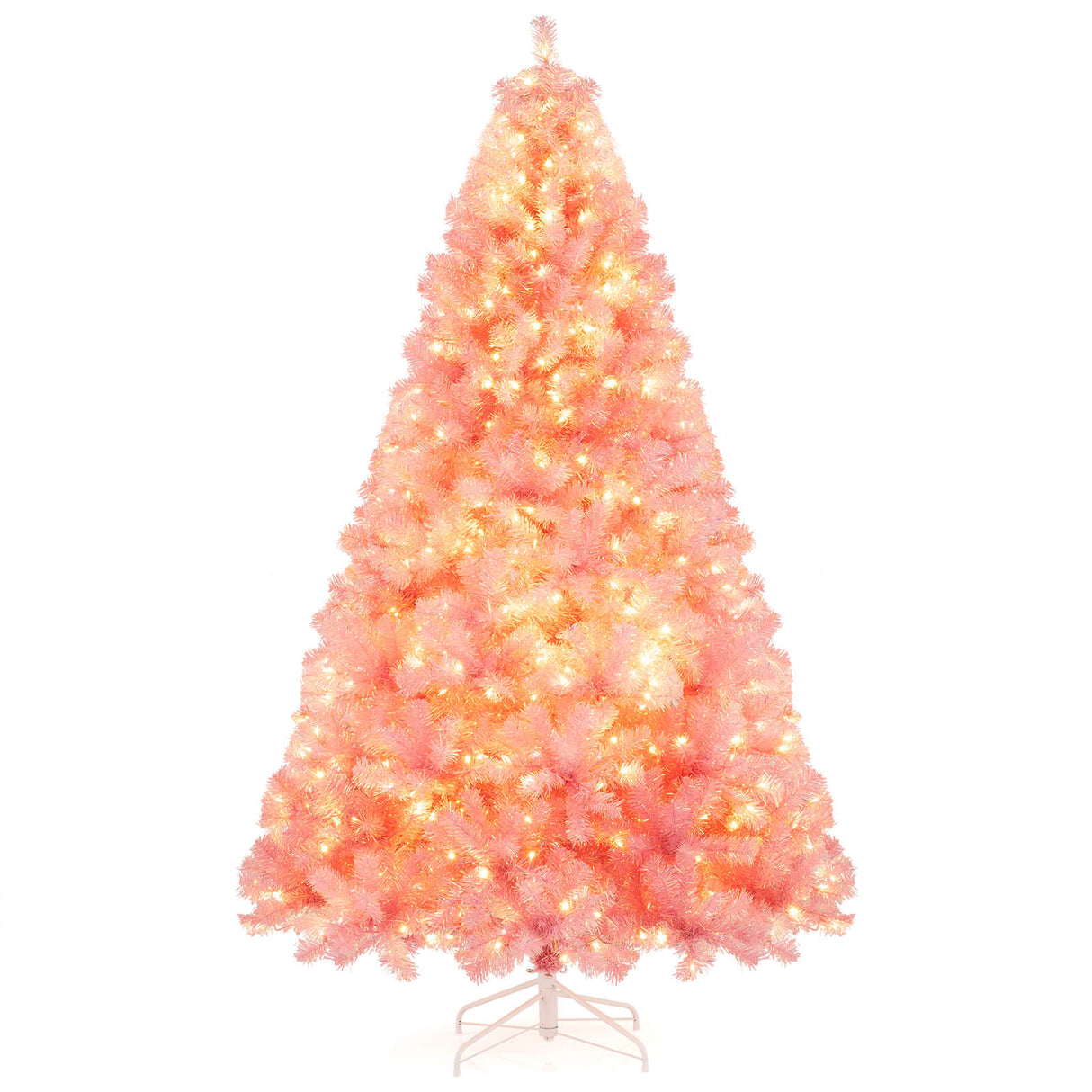 Pre-Lit Tinsel Christmas Tree Artificial Xmas Tree with Lush Branch Tips Holiday Decoration-7.5ft
