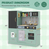 Pretend Play Kitchen with Utensils for Kids Aged 3+-Green