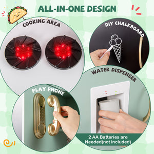 Pretend Play Kitchen with Utensils for Kids Aged 3+-Green