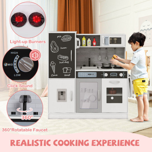 Pretend Play Kitchen with Utensils for Kids Aged 3+-Pink