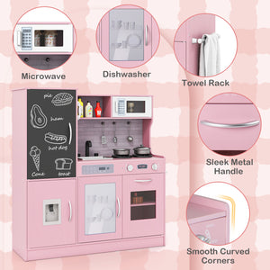 Pretend Play Kitchen with Utensils for Kids Aged 3+-Pink