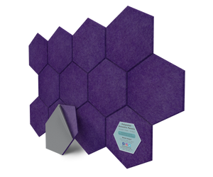 Hexagon Polyester Acoustic Panels - 12 Pack | Eco-Friendly Sound Absorption | Easy Peel & Stick Installation