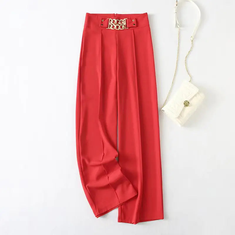 Elegant High-Waist Stretchy Wide-Leg Pants for Women