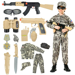 Kodvinp Army Costume For Kids Military Soldier Costumes For Boys Halloween Costumes Dress Up Role Play Set