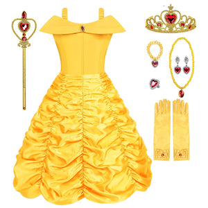 Chektin Princess Dresses For Girls Halloween Costumes For Girls Princess Costume For Girls Girls Halloween Costumes Dresses For Kids Cosplay Birthday Party Decorations With Accessories Yellow