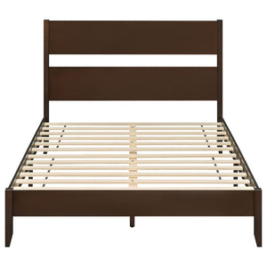 Queen Bed Frame with Headboard and Solid Wood Legs 12 Slats-Dark Walnut