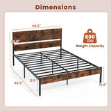 Twin/Full/Queen/King Metal Bed Frame with Wooden Headboard and Footboard-Queen Size