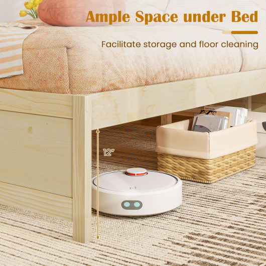 Queen Size Bed Frame with 2 Rolling Storage Drawers-White