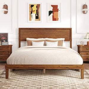 Twin/Full/Queen Size Bed Frame with Headboard and Wooden Slats Support-Queen Size