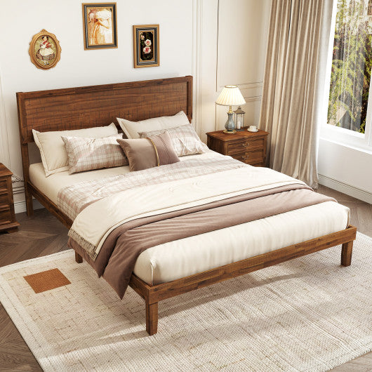 Twin/Full/Queen Size Bed Frame with Headboard and Wooden Slats Support-Queen Size
