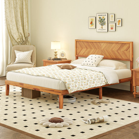 Twin/Full/Queen Size Bed Frame with Headboard and Storage Space-Queen Size