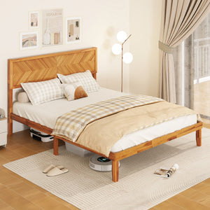 Twin/Full/Queen Size Bed Frame with Headboard and Storage Space-Queen Size
