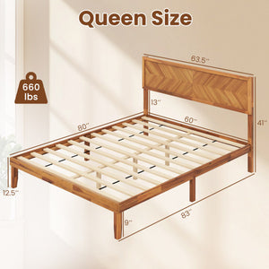 Twin/Full/Queen Size Bed Frame with Headboard and Storage Space-Queen Size