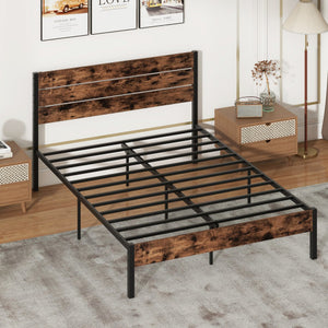 Full/King/Queen/Twin Size Bed Frame with High Headboard and Mute Bar-Queen Size