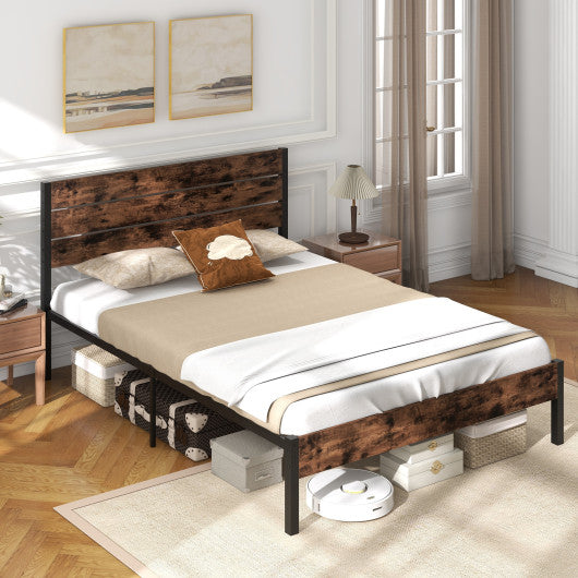 Full/King/Queen/Twin Size Bed Frame with High Headboard and Mute Bar-Queen Size