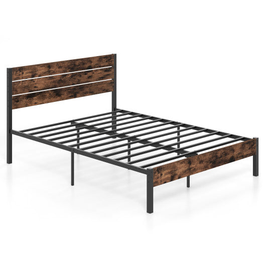 Full/King/Queen/Twin Size Bed Frame with High Headboard and Mute Bar-Queen Size