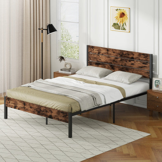 Full/King/Queen/Twin Size Bed Frame with High Headboard and Mute Bar-Queen Size