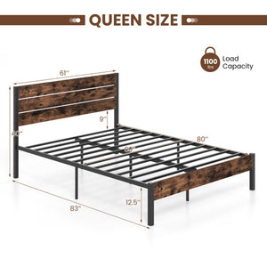 Full/King/Queen/Twin Size Bed Frame with High Headboard and Mute Bar-Queen Size