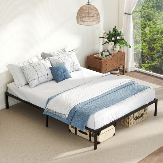 Full/Queen/King Size Metal Bed Frame Heavy Duty Support Slats Mattress Foundation-Queen Size