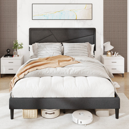 Twin/Full/Queen Size Upholstered Platform Bed Frame with High Headboard-Queen Size