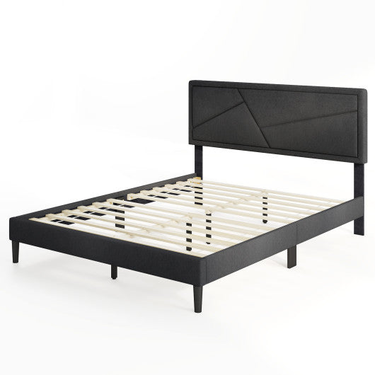 Twin/Full/Queen Size Upholstered Platform Bed Frame with High Headboard-Queen Size