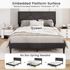 Twin/Full/Queen Size Upholstered Platform Bed Frame with High Headboard-Queen Size