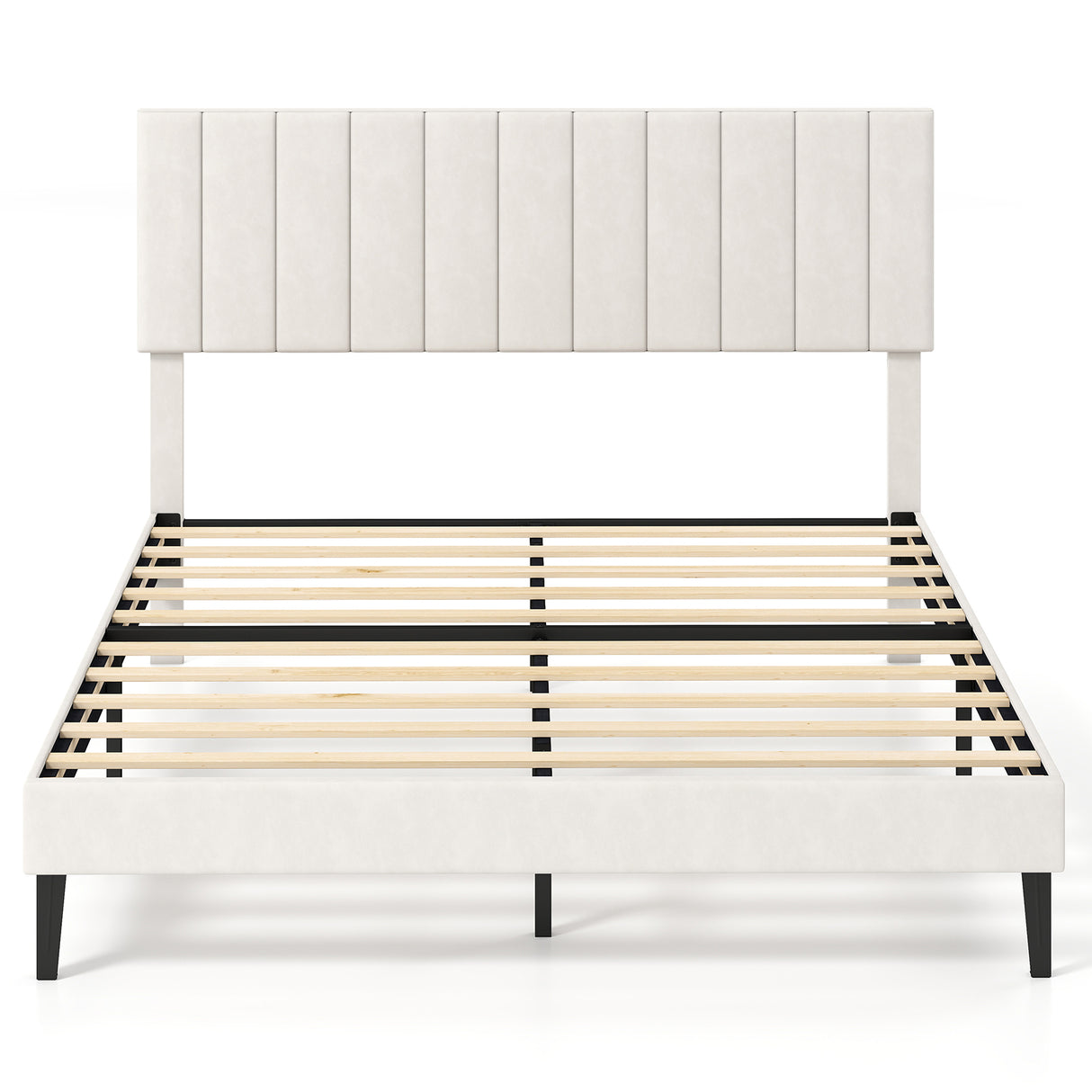 Queen Size Velvet Upholstered Platform Bed Frame