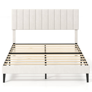 Queen Size Velvet Upholstered Platform Bed Frame