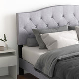 Queen Size Upholstered Platform Bed with Button Tufted Headboard-Queen Size