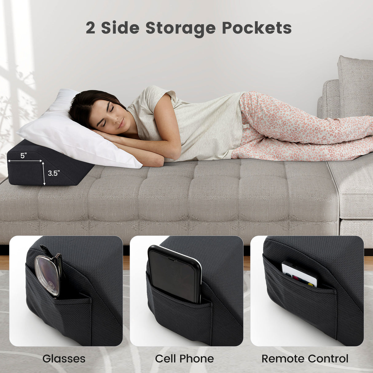 Bed Wedge Pillow with Storage Bag-King Size