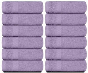 Luxury Washcloths for Bathroom Hotel Spa Bulk Set of 12 Lavender 13x13 Inch