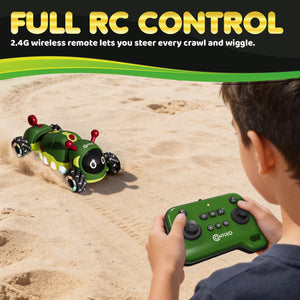 Contixo - RC1 Mech Stunt RC Caterpillar Car With 2.4GHz Remote, 360° Spins, LED, Mist Spray, All-Terrain