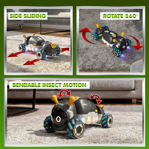 Contixo - RC1 Mech Stunt RC Caterpillar Car With 2.4GHz Remote, 360° Spins, LED, Mist Spray, All-Terrain