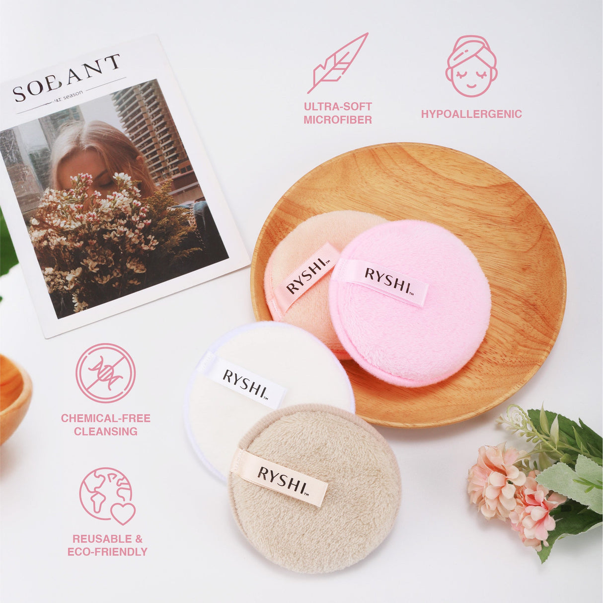 Glow & Renew Skincare Trio: Reusable Makeup Remover Cloths, Deep Cleansing Skin Cream with Eucalyptus Oil & Hydrating Facial Serum