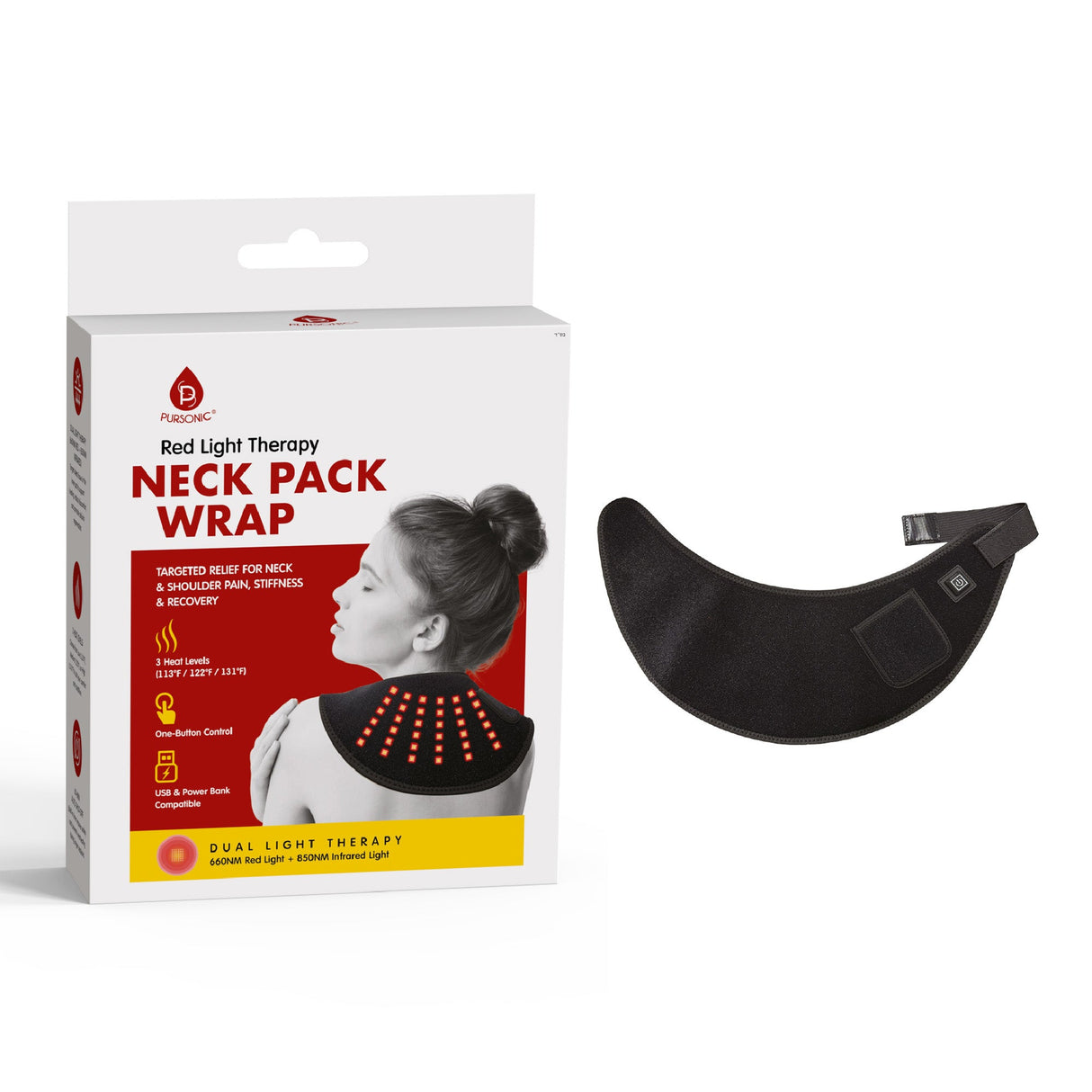 Red Light Therapy Neck Wrap & 3-Speed Massage Gun
