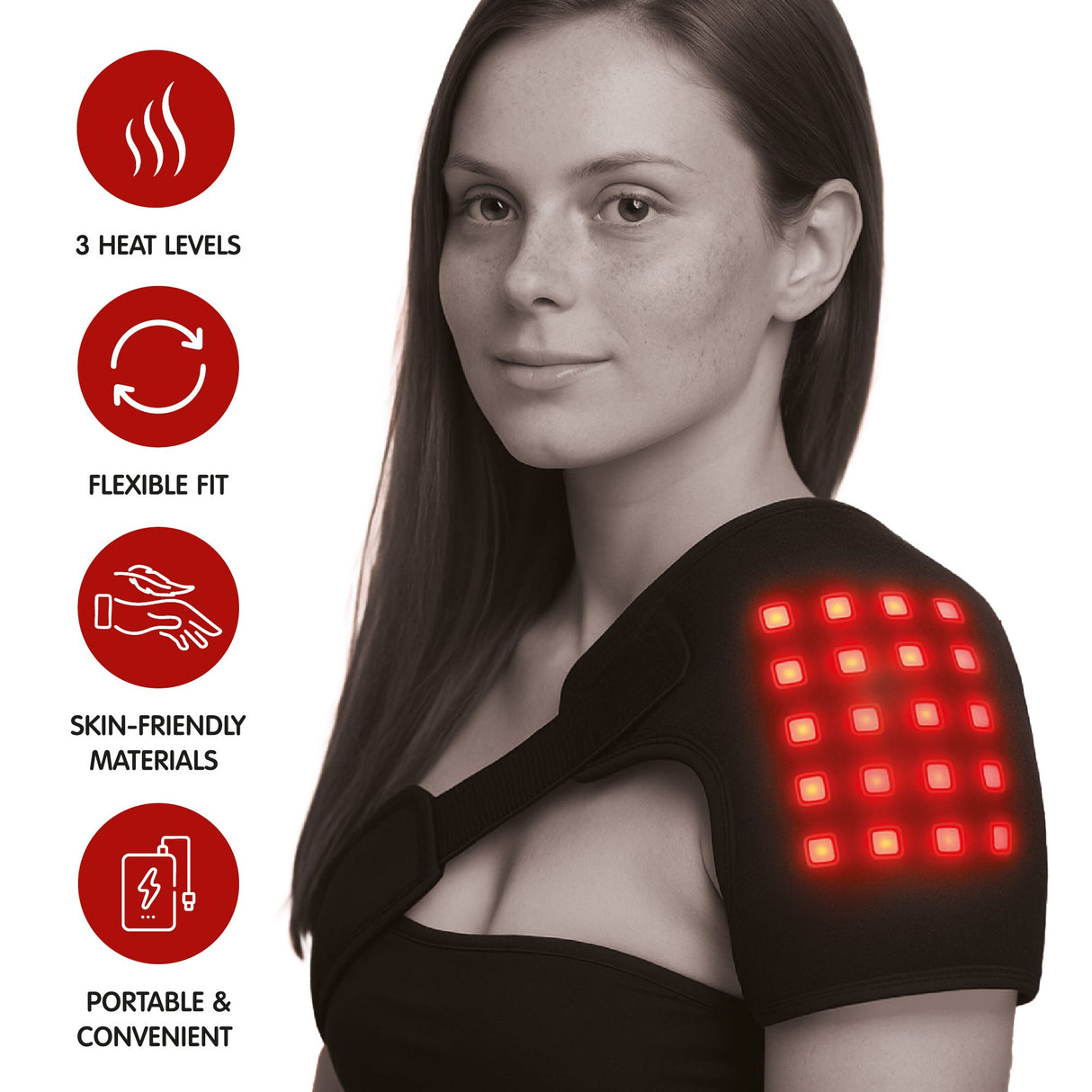 Pursonic Home Recovery Essentials: Red Light Knee & Shoulder Pads, 3-Speed Massage Gun, & Collapsible Foot Spa