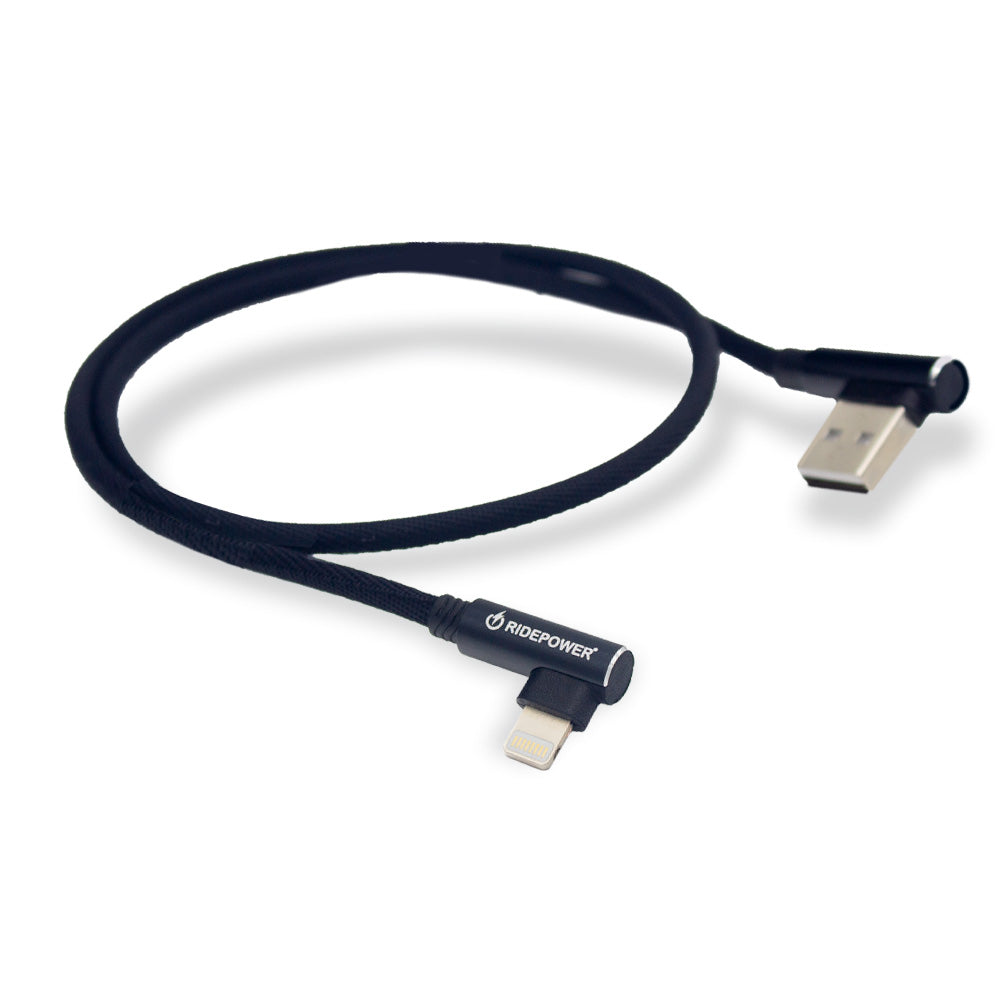 18" Fast Charging and Data Phone Cable 90-degree USB to Lightning by GloDea