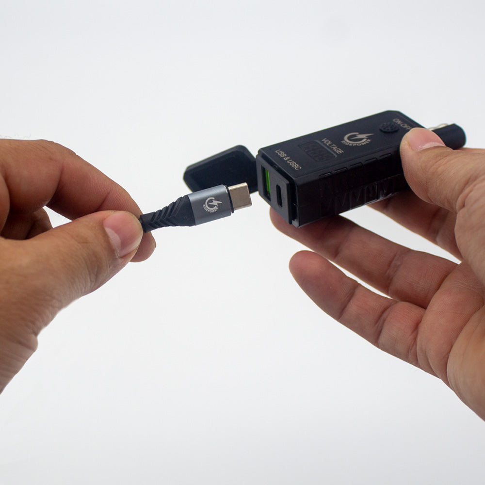 SAE to USBC & USB Adapters with Switched on off Digital Voltage Display by GloDea