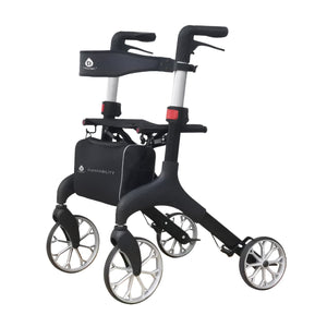 Foldable Wheeled Walker with Adjustable Height, 9-Inch Front and 8-Inch Rear Wheels, 300 lb Capacity by Pursonic