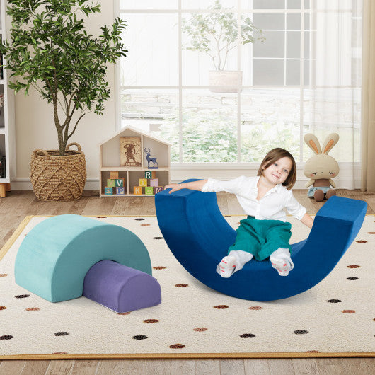 Rainbow Arc Climber Playset Foam Climbing Blocks with Machine Washable Covers-Multicolor