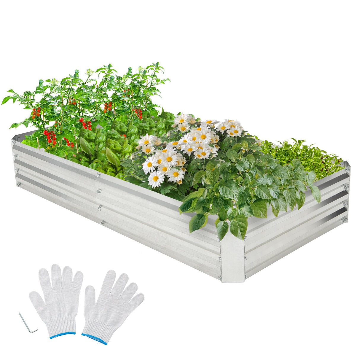 Metal Galvanized Raised Garden Bed with Open-Ended Base-6 x 3 ft